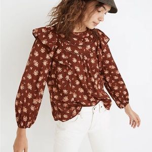 Madewell Ladder-Trim Ruffle Top in Homestead Bouquet